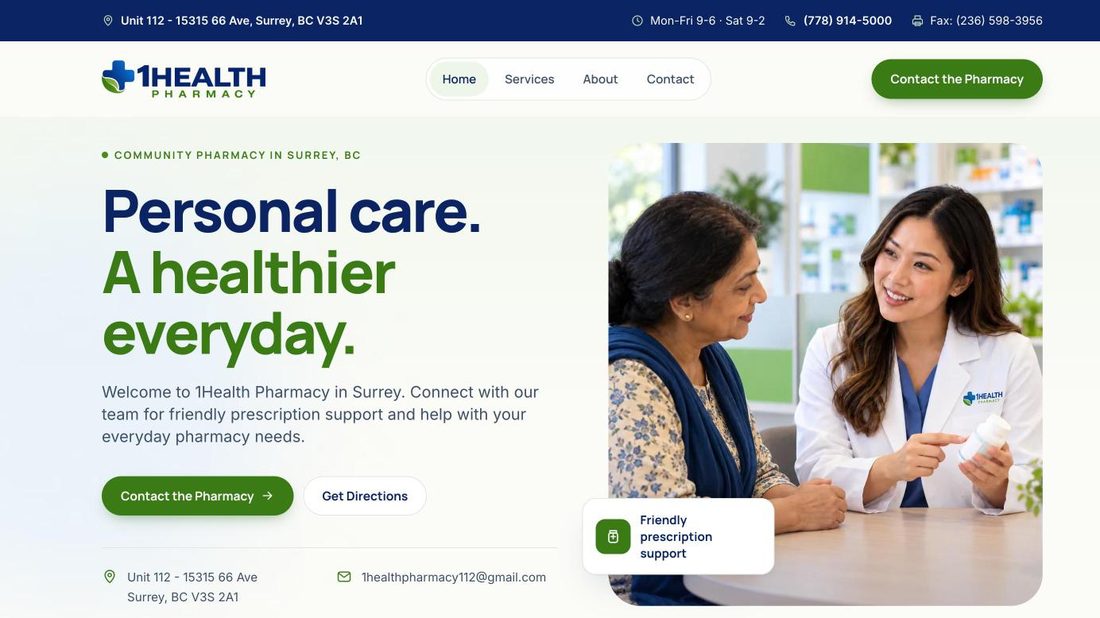 1Health Pharmacy home page